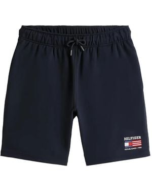 Tommy Hilfiger Logo-Embroidered Drawstring Shorts - Blue