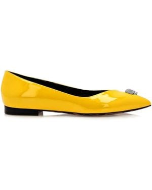 Philipp Plein Skull-Charm Ballet Court Shoes - Yellow