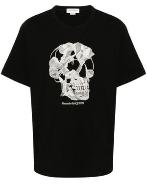 McQueen T-Shirt Mit Aufgesticktem Totenkopf - Schwarz
