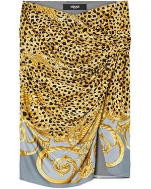 Versace Falda midi drapeada - Amarillo