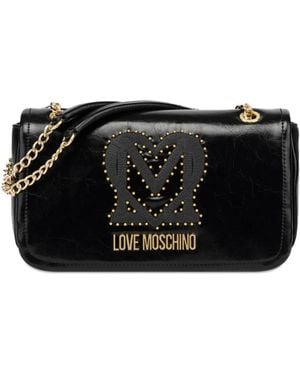 Love Moschino Chain-Strap Studded-Logo Bag - Black