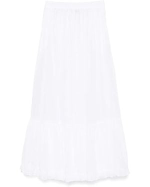 Pink Pleated ruffled maxi skirt - Blanco