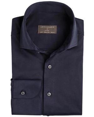 Artigiano Jersey-Knit Long-Sleeve Shirt - Blue