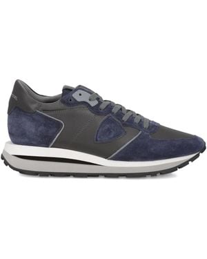 Philippe Model Tropez Haute Suede-Panel Sneakers - Blue