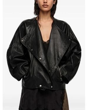 Bimba Y Lola Leather Double-Breasted Jacket - Black