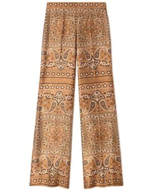Sandro Bandana-Print Flowy Trousers - Brown