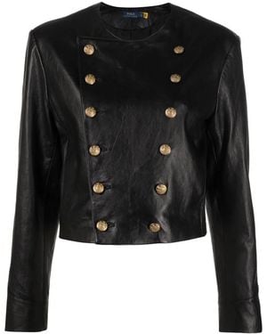 Polo Ralph Lauren Double-Breasted Leather Jacket - Black