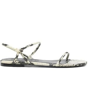 STAUD Laurel Sandalen Mit Schlangenleder-Print - Weiß