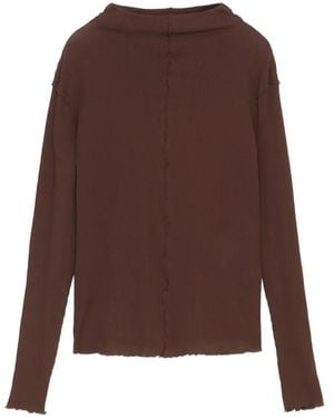 Bimba Y Lola Fitted Chocolate Ribbed T-Shirt - Brown
