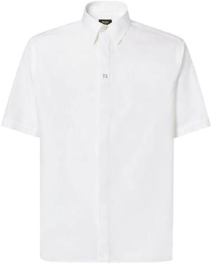Fendi Short-Sleeve Logo-Plaque Shirt - White