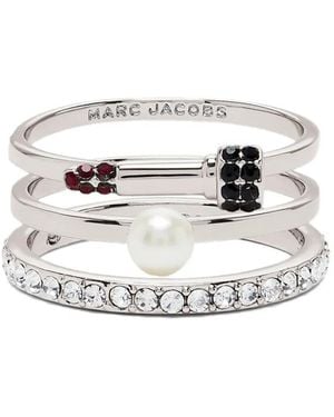 Marc Jacobs Lip-Rouge-Ringe Mit Perlenverzierung (3Er-Set) - Weiß
