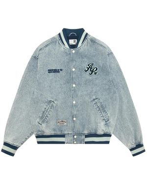 Aape By A Bathing Ape Embroidered Bomber Jacket - Blue