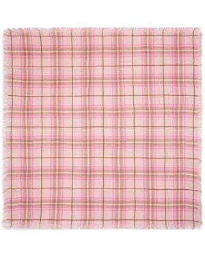 Bompard Tartan Fringed Scarf - Pink