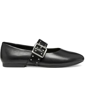Geox Palmaria Buckle Studded Ballet Flats - Black