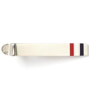 Thom Browne Enamel Stripe Short Tie Bar - White