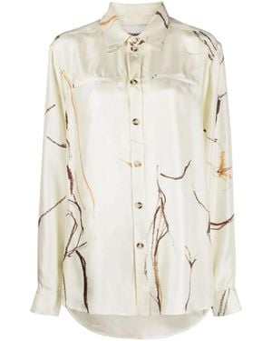 Nanushka Oversize Printed Silk Shirt - Natural