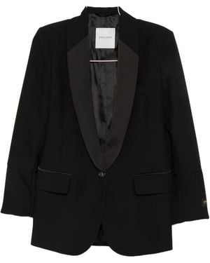 ERMANNO FIRENZE Satin-Lapel Single-Breasted Jacket - Black