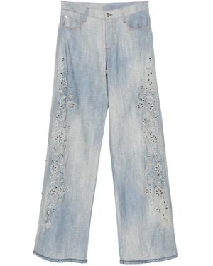 Ermanno Scervino Embroidered Wide-Leg Jeans - Blue