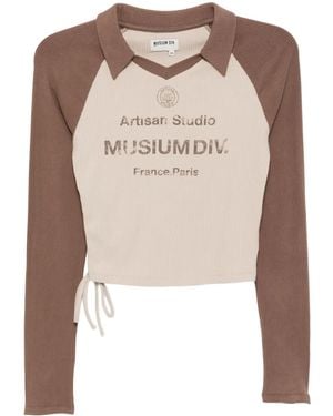 Musium Div. Logo-Print Collar-Embellished T-Shirt - Natural