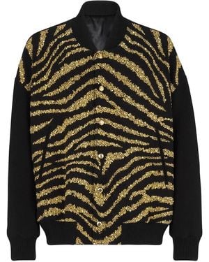 Balmain Metallic Zebra-Print Jacket - Black