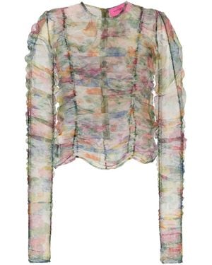 Viktor & Rolf Floral-Print Sheer Blouse - Green