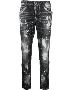 DSquared² Paint Splatter-Effect Cropped Jeans - Gray