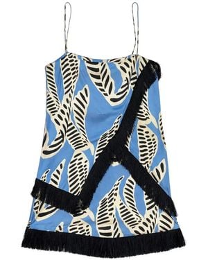 Alexis Print Fringe Mini Dress - Blue