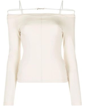 Jacquemus Le T-Shirt Sierra Off-Shoulder Top - Natural
