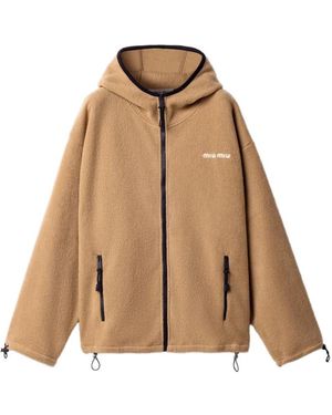 Miu Miu Sudadera Con Capucha Y Cremallera - Neutro