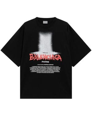 Balenciaga Graphic-Print Oversized T-Shirt - Black