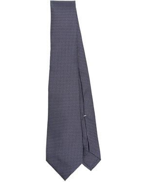 Canali Geometric-Pattern Silk Tie - Blue