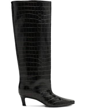 TOTEME Croc-Embossed Knee-High Boots - Black