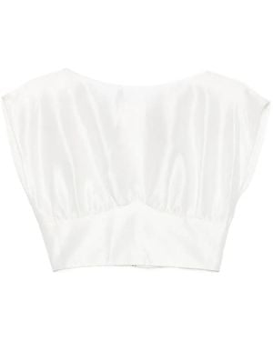 Leen Mougrhabi Isla Boat-Neck Crop Top - White
