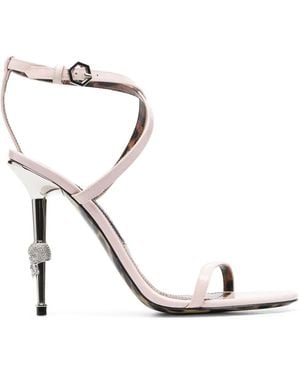 Philipp Plein Skull-Embellished Leather Sandals - Metallic