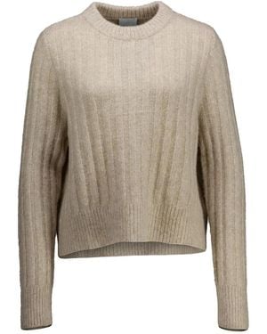 Allude クルーネック リブニットセーター - ナチュラル