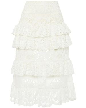 La DoubleJ Footloose Lacey Midi Skirt - White