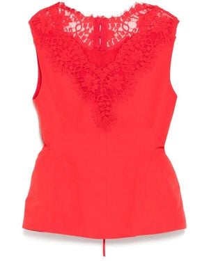 Pushbutton Hourglass Mouwloze Top - Rood