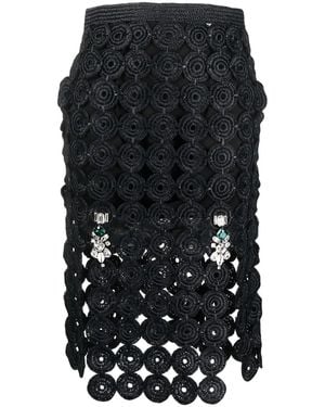 Wales Bonner Crochet-Knit Skirt - Black