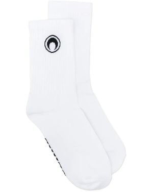 Marine Serre Moon Logo Ribbed Knit Socks - White