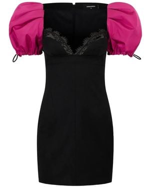 DSquared² Snow-Tech Lace-Trim Mini Dress - Pink