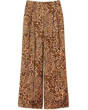 Twinset Pleated Leopard-Print Pants - Natural