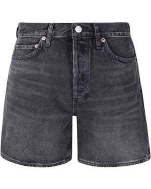 Agolde High-Rise Denim Shorts - Gray