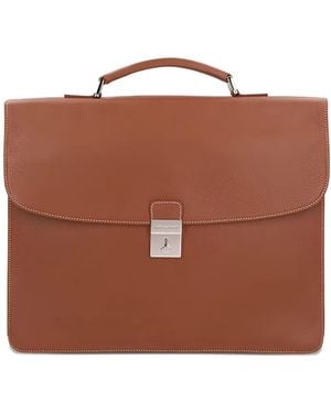 Longchamp Porte-Documents En Cuir - Marron