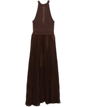 Twinset Crochet Pleated Maxi Dress - Brown