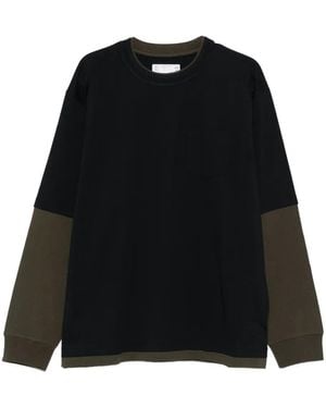 Sacai T-Shirt Bicolore - Nero