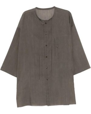 Yohji Yamamoto Semi-Sheer Wide-Sleeve Shirt - Grey