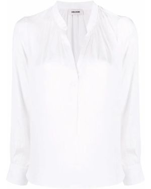 Zadig & Voltaire V-Neck Satin-Finish Blouse - White