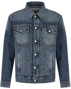 Department 5 Stone Washed Contrast Stitching Jacket - Blue