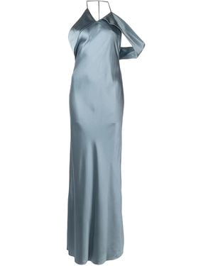 Michelle Mason Drape-Detail Silk Gown - Blue