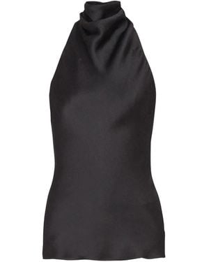 Balmain Backless Crepe Satin Top - Black